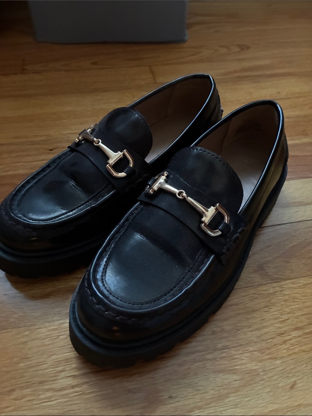 Leather Loafers with Gold Hardware